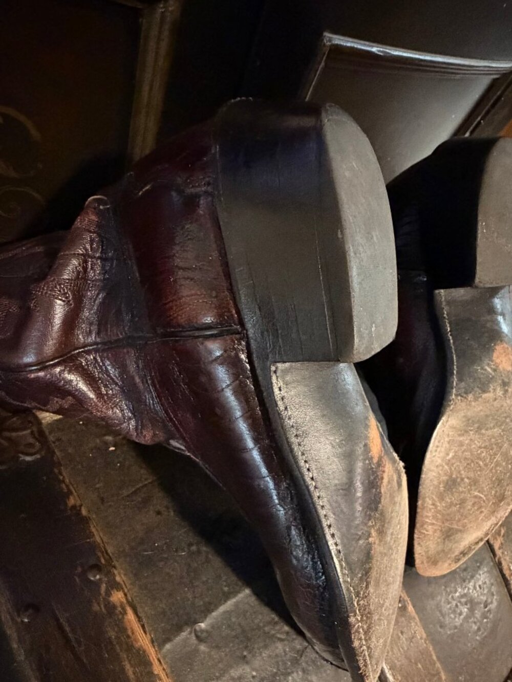 1883 Lucchese N1022R4 Men’s Ostrich Western Cowboy Boots Black Cherry 9.5EE - Picture 6 of 12